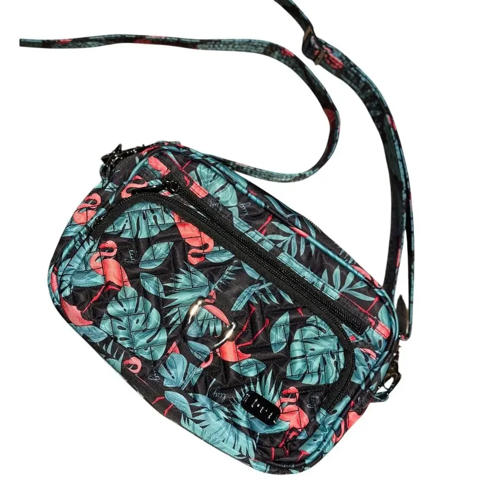 Lug Tropical Flamingo Crossbody Bag – Quilted, Lightweight
